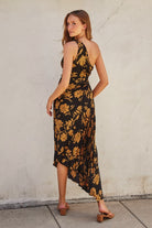 Golden Magnolias Pleated Maxi Dress-Dresses-Vixen Collection, Day Spa and Women's Boutique Located in Seattle, Washington