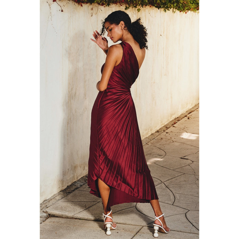 Olympia Asymmetrical Pleated Maxi Dress - Fresco Blue Fresco Blue / Large Olympia Asymmetrical Pleated Maxi Dress - Fresco Blue Fresco Blue / Large