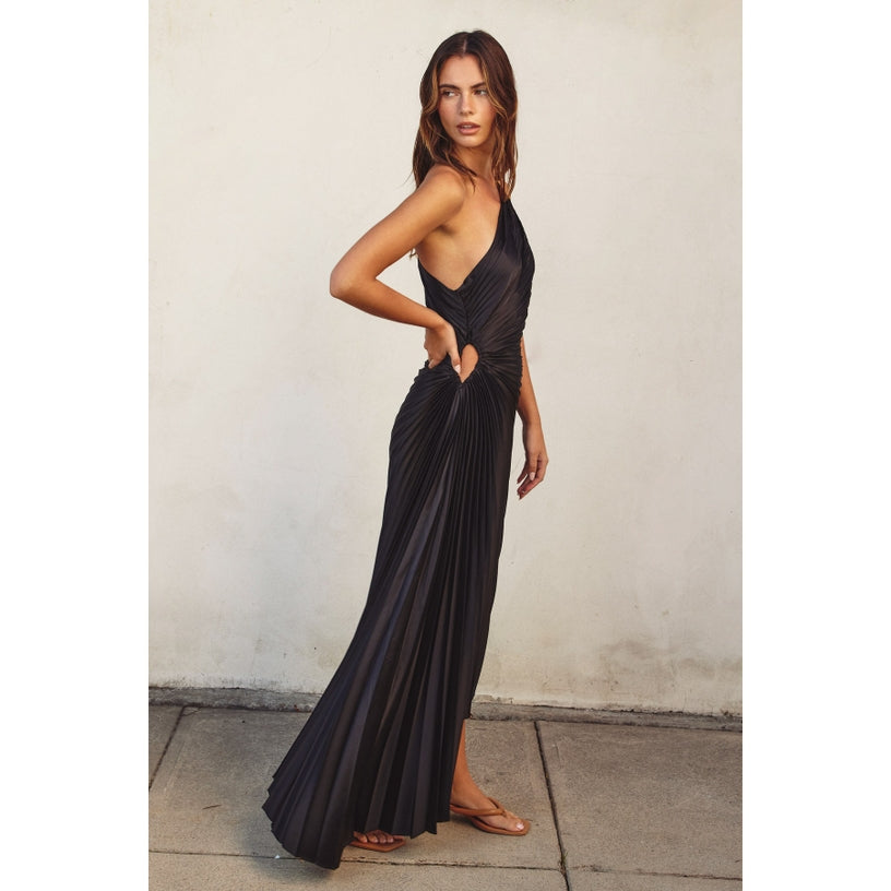 Olympia Asymmetrical Pleated Maxi Dress - Fresco Blue Fresco Blue / Large Olympia Asymmetrical Pleated Maxi Dress - Fresco Blue Fresco Blue / Large