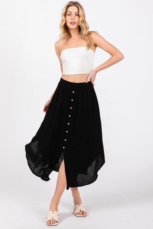 Real Love Button Maxi Skirt-Skirts-Vixen Collection, Day Spa and Women's Boutique Located in Seattle, Washington