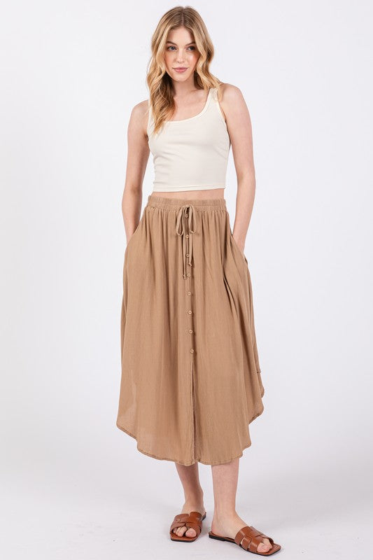 Real Love Button Maxi Skirt-Skirts-Vixen Collection, Day Spa and Women's Boutique Located in Seattle, Washington