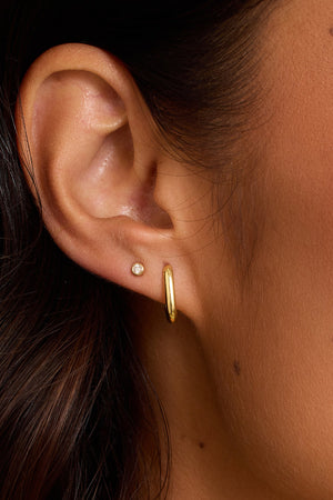 Lou Link Single Huggie-Earrings-Vixen Collection, Day Spa and Women's Boutique Located in Seattle, Washington