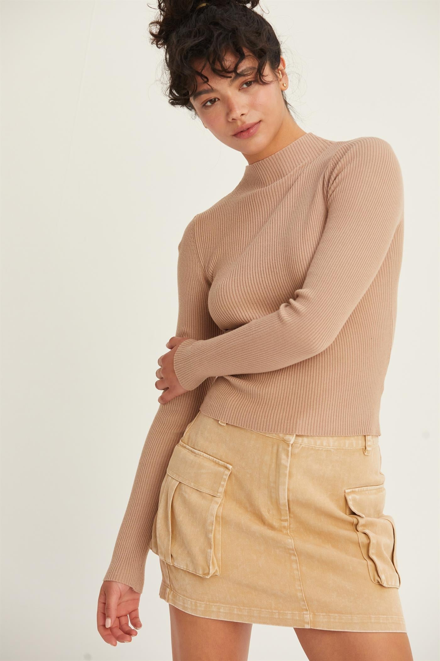 Daphne Mock Neck-Sweaters-Vixen Collection, Day Spa and Women's Boutique Located in Seattle, Washington