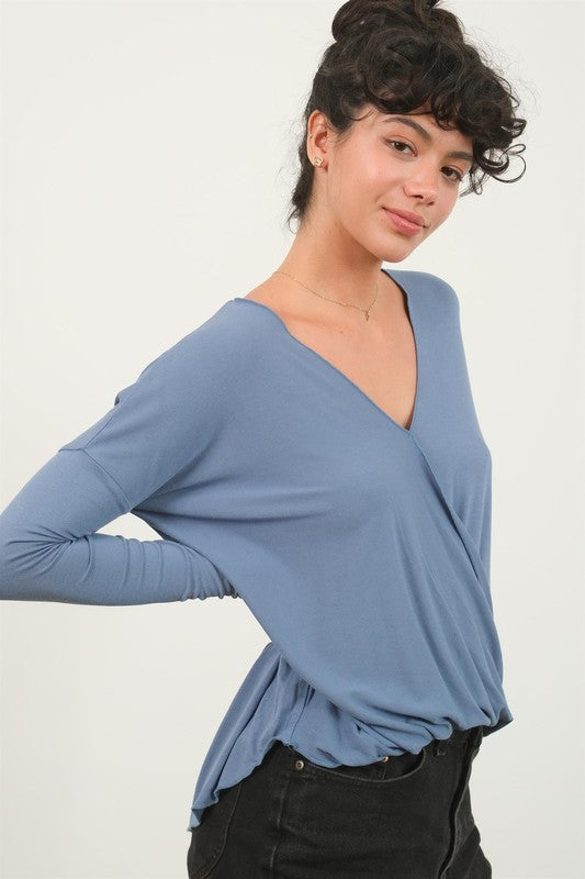 Verona Draped Top-Long Sleeves-Vixen Collection, Day Spa and Women's Boutique Located in Seattle, Washington