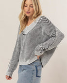 Eclipse V-Neck Sweater-Sweaters-Vixen Collection, Day Spa and Women's Boutique Located in Seattle, Washington