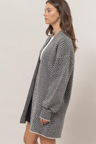 Alora Herringbone Cardigan-Cardigans-Vixen Collection, Day Spa and Women's Boutique Located in Seattle, Washington