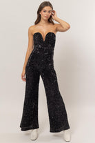 Front View. Leila Strapless Jumpsuit-Jumpsuits-Vixen Collection, Day Spa and Women's Boutique Located in Seattle, Washington