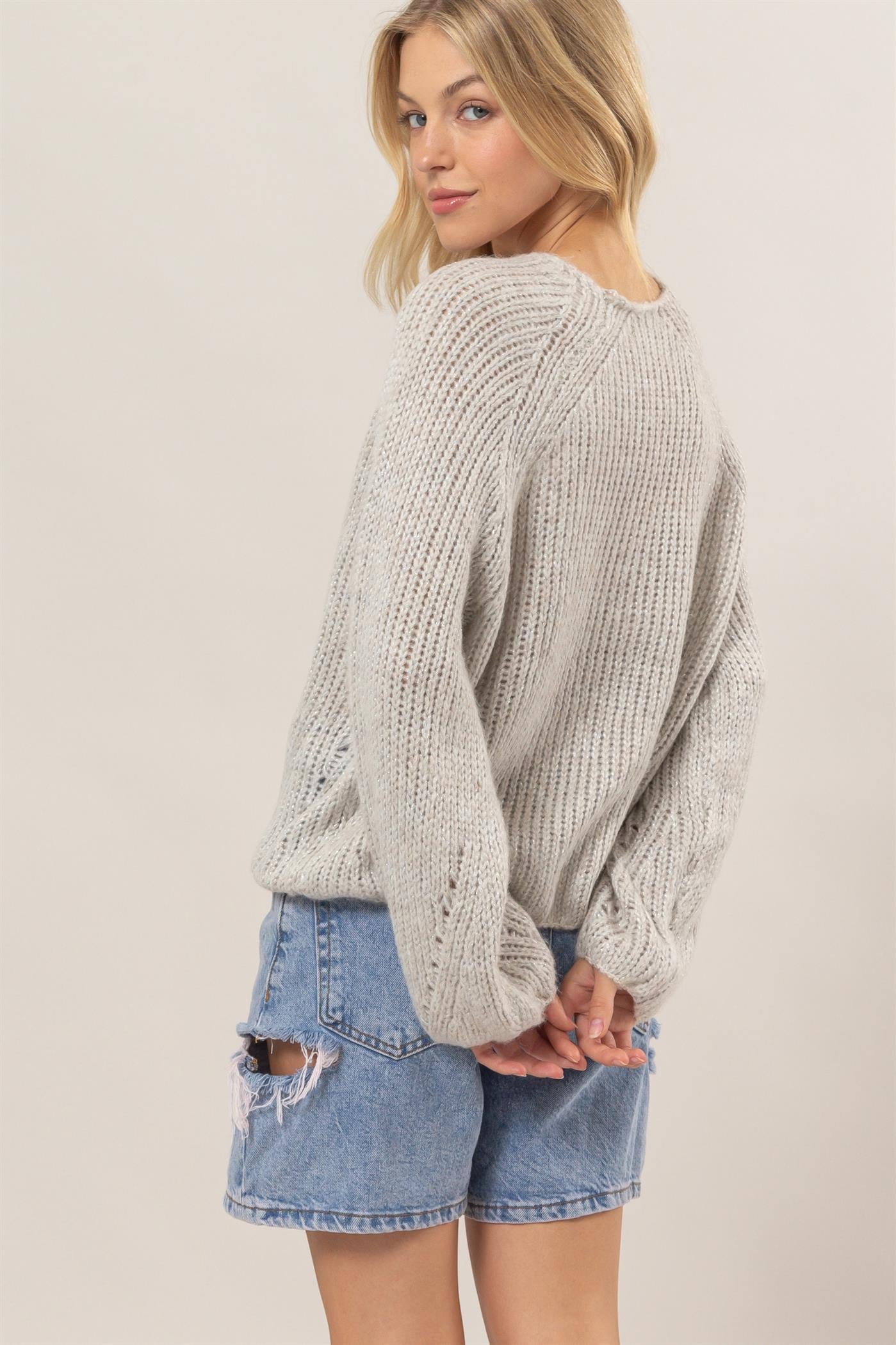 Melange Knit Pullover-Sweaters-Vixen Collection, Day Spa and Women's Boutique Located in Seattle, Washington