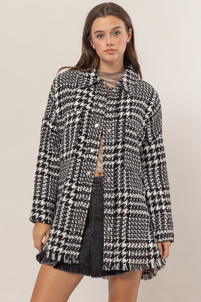 Oversized Houndstooth Jacket-Outerwear-Vixen Collection, Day Spa and Women's Boutique Located in Seattle, Washington