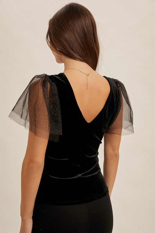 Velvetine Charm V-Neck Top-Short Sleeves-Vixen Collection, Day Spa and Women's Boutique Located in Seattle, Washington