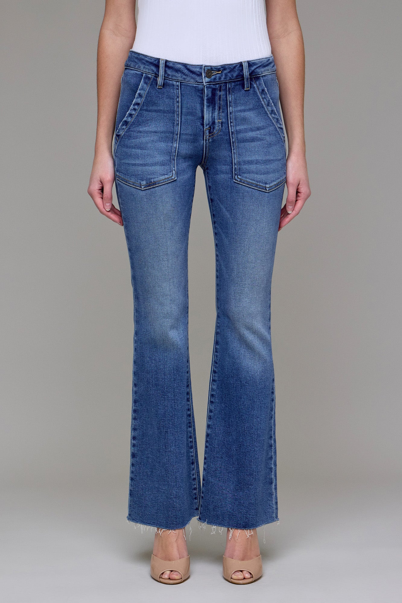 Happi Flare Jeans w/ Patch Pockets-Denim-Vixen Collection, Day Spa and Women's Boutique Located in Seattle, Washington