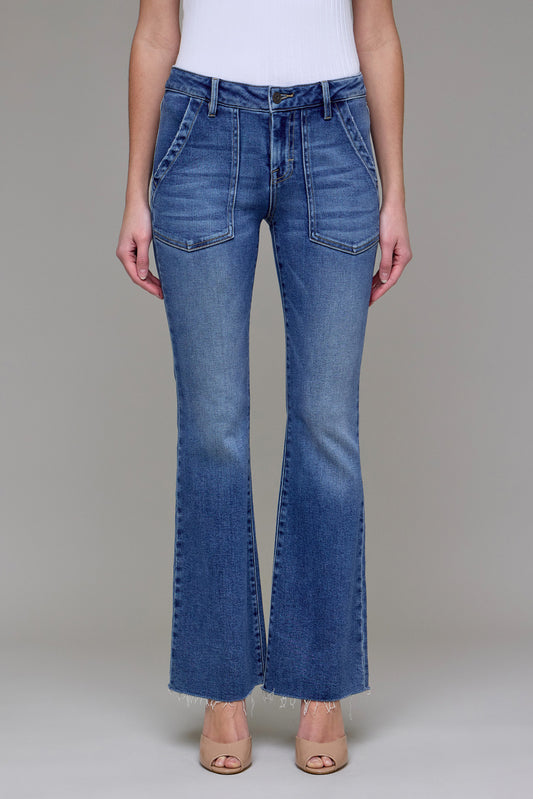 Happi Flare Jeans w/ Patch Pockets-Denim-Vixen Collection, Day Spa and Women's Boutique Located in Seattle, Washington