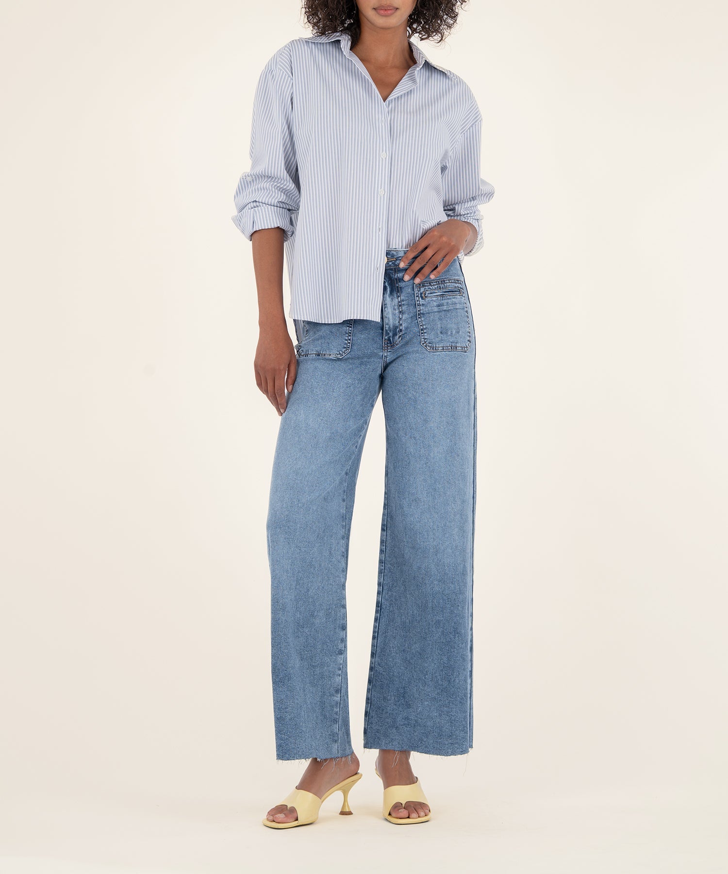 Meg Wide Leg Patch Pocket Jeans-Denim-Vixen Collection, Day Spa and Women's Boutique Located in Seattle, Washington