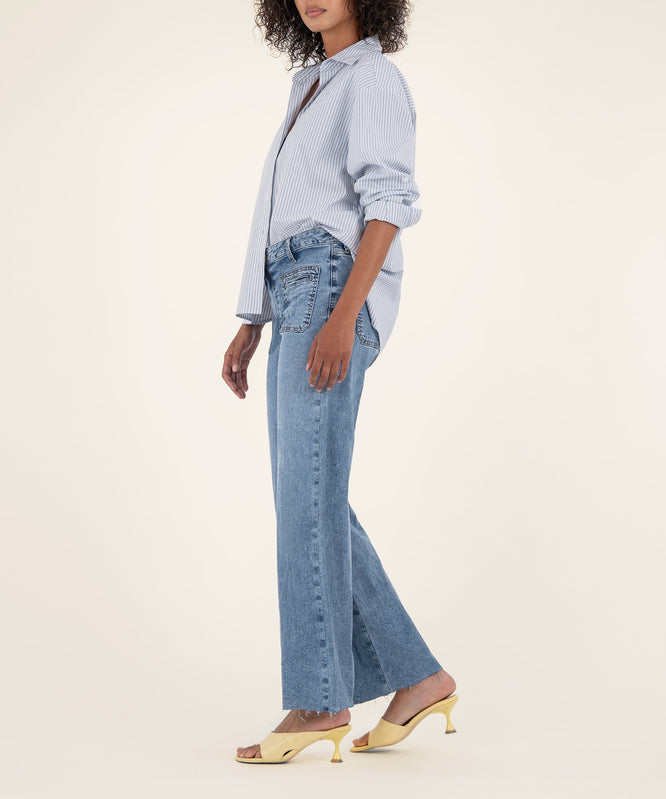 Meg Wide Leg Patch Pocket Jeans-Denim-Vixen Collection, Day Spa and Women's Boutique Located in Seattle, Washington