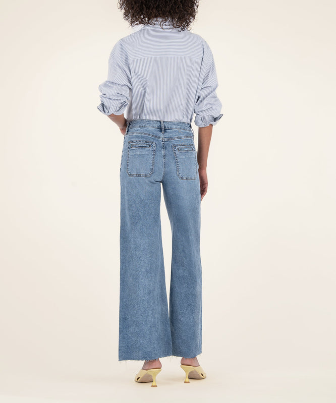 Meg Wide Leg Patch Pocket Jeans-Denim-Vixen Collection, Day Spa and Women's Boutique Located in Seattle, Washington