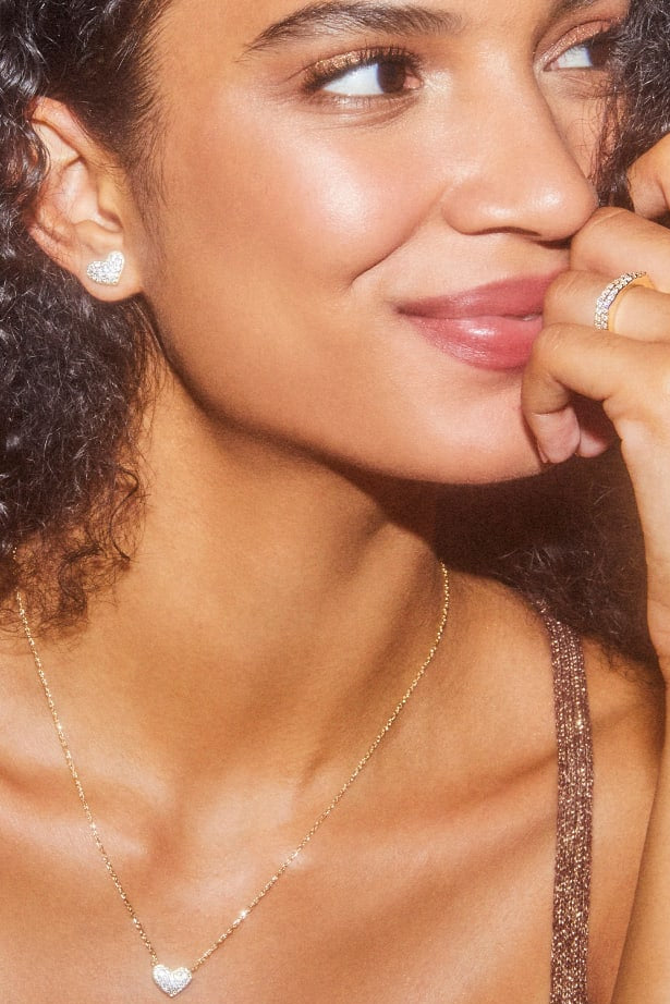 Ari Pave Heart Earring-Earrings-Vixen Collection, Day Spa and Women's Boutique Located in Seattle, Washington