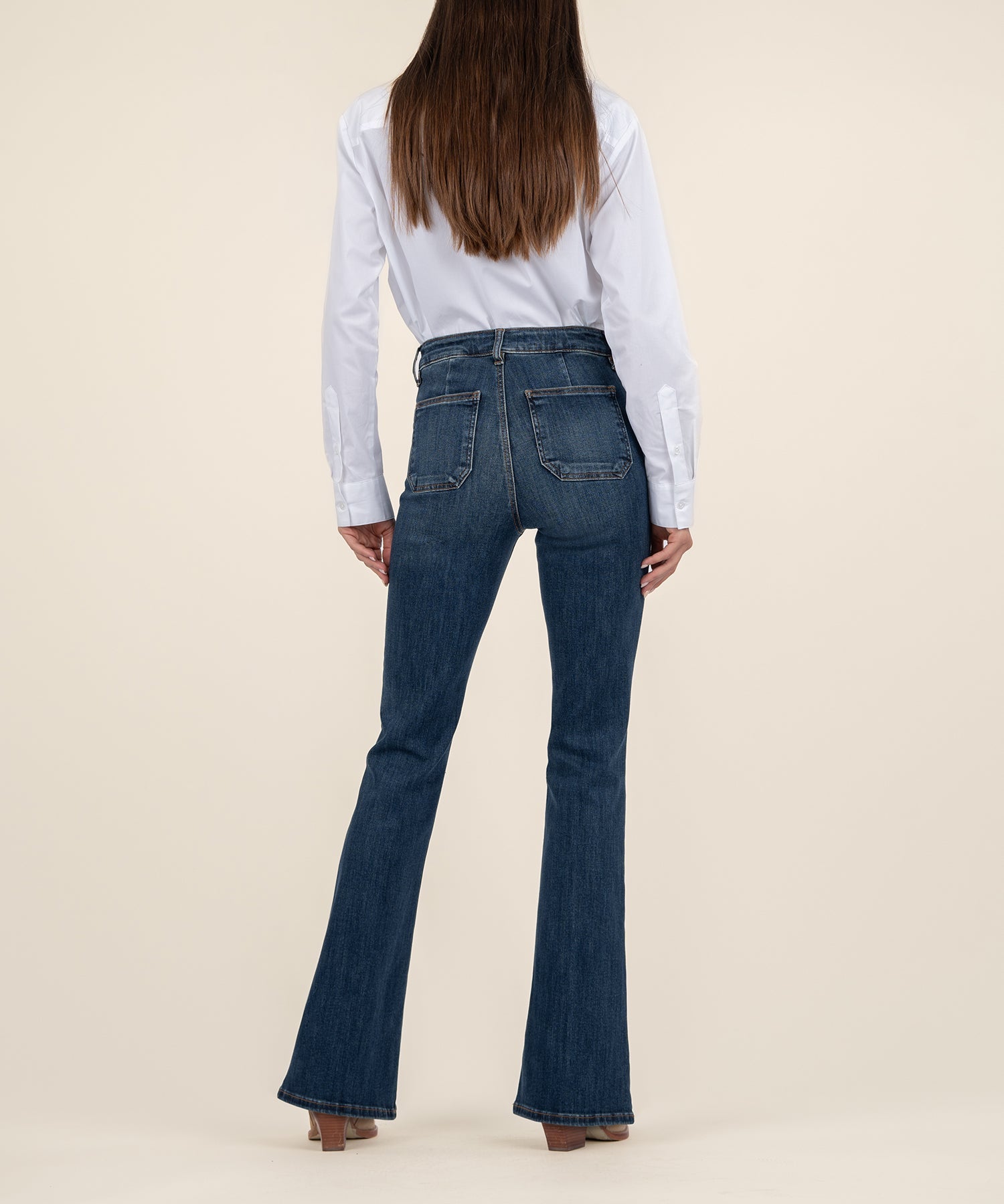 KUT Ana Patch Pocket Flare Jeans-Denim-Vixen Collection, Day Spa and Women's Boutique Located in Seattle, Washington