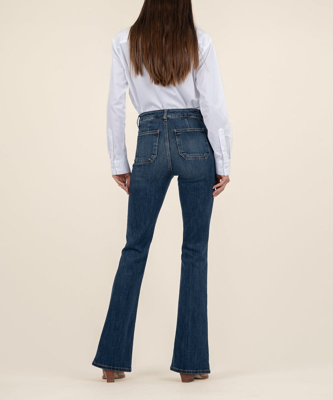 KUT Ana Patch Pocket Flare Jeans-Denim-Vixen Collection, Day Spa and Women's Boutique Located in Seattle, Washington