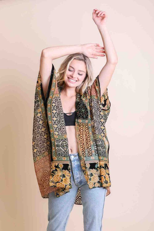 Aurelia Burnout Kimono-Kimonos-Vixen Collection, Day Spa and Women's Boutique Located in Seattle, Washington