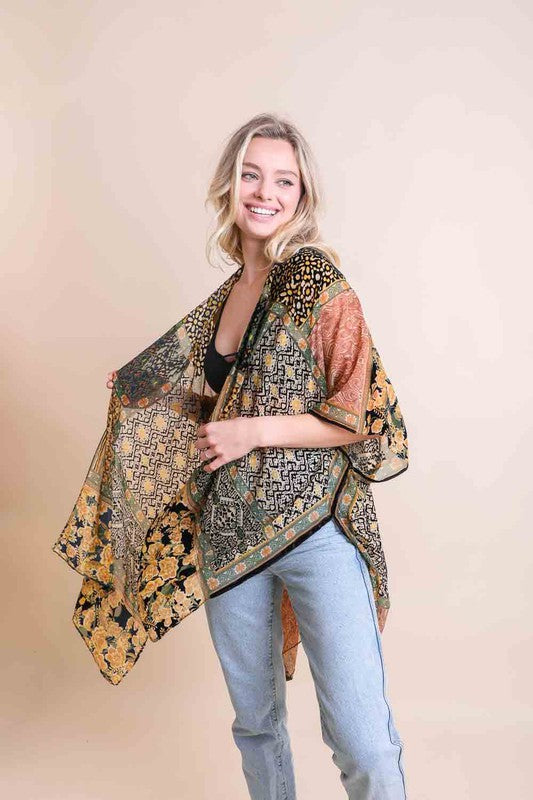 Aurelia Burnout Kimono-Kimonos-Vixen Collection, Day Spa and Women's Boutique Located in Seattle, Washington