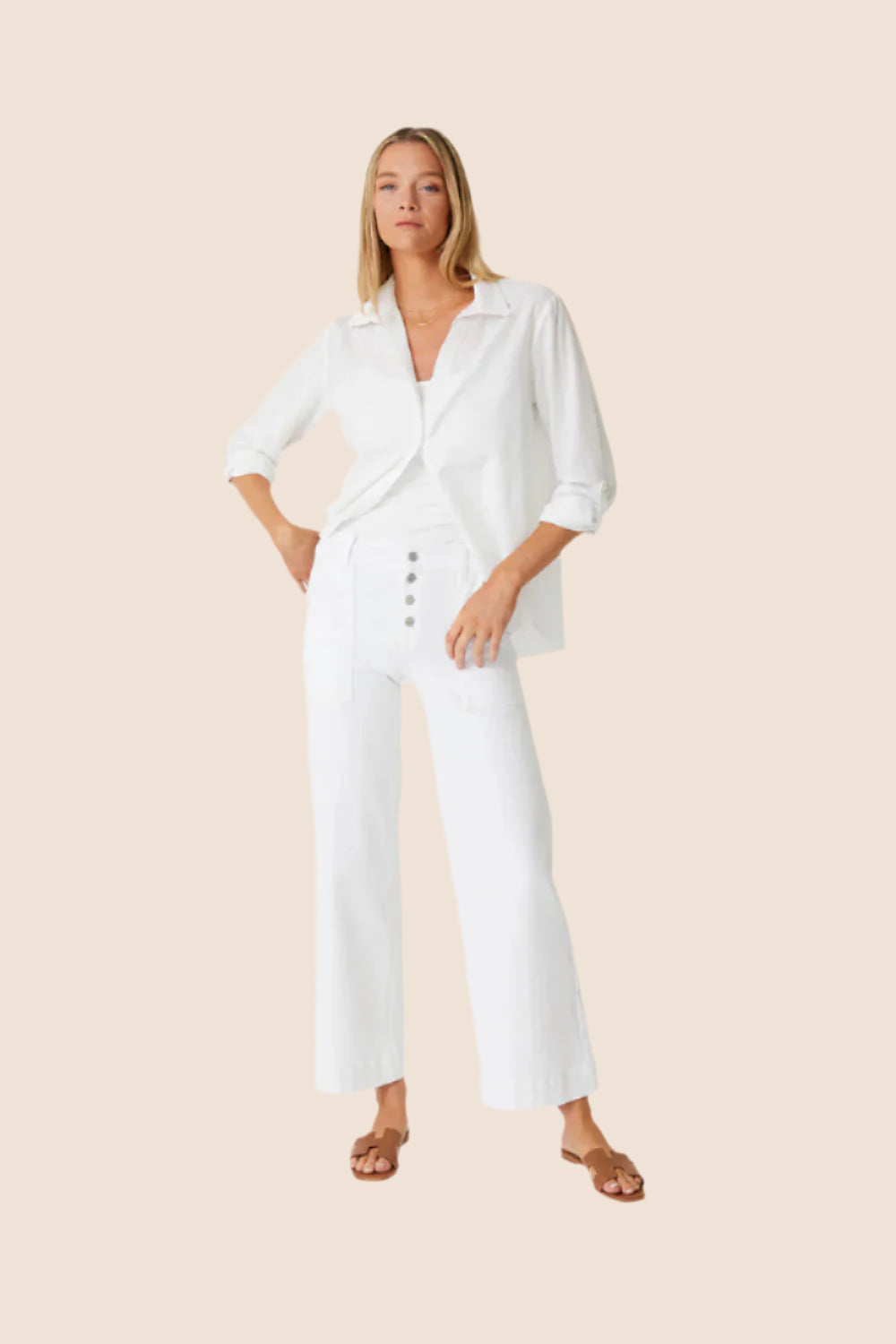 Camille Exposed Button Wide Leg-Pants-Vixen Collection, Day Spa and Women's Boutique Located in Seattle, Washington