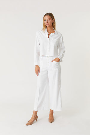 Sophia Exposed Button Wide Leg Pants-Denim-Vixen Collection, Day Spa and Women's Boutique Located in Seattle, Washington