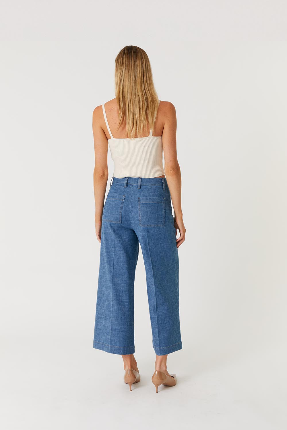 Sophia Exposed Button Wide Leg Pants-Denim-Vixen Collection, Day Spa and Women's Boutique Located in Seattle, Washington