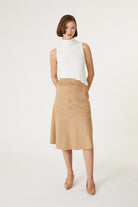 Roan Vegan Faux Suede Midi Skirt-Skirts-Vixen Collection, Day Spa and Women's Boutique Located in Seattle, Washington