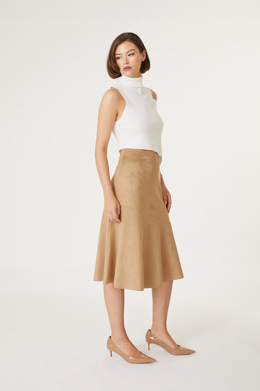 Roan Vegan Faux Suede Midi Skirt-Skirts-Vixen Collection, Day Spa and Women's Boutique Located in Seattle, Washington