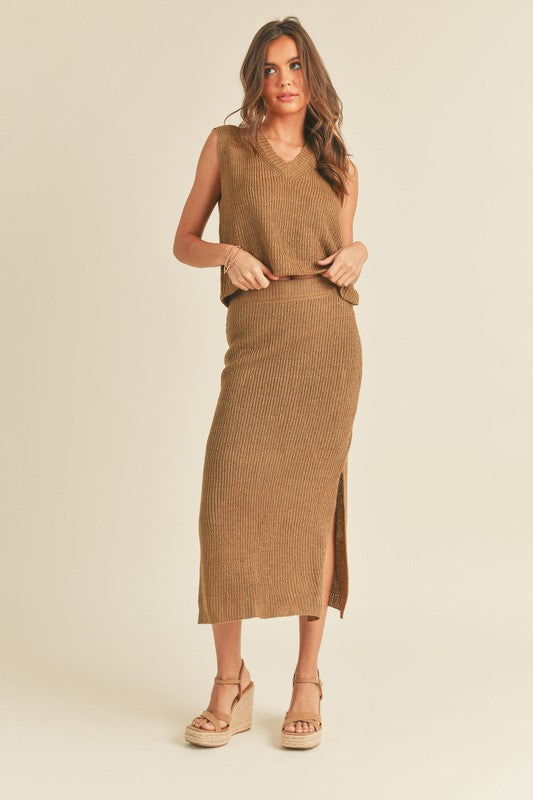 Nora Knitted Midi Skirt-Skirts-Vixen Collection, Day Spa and Women's Boutique Located in Seattle, Washington