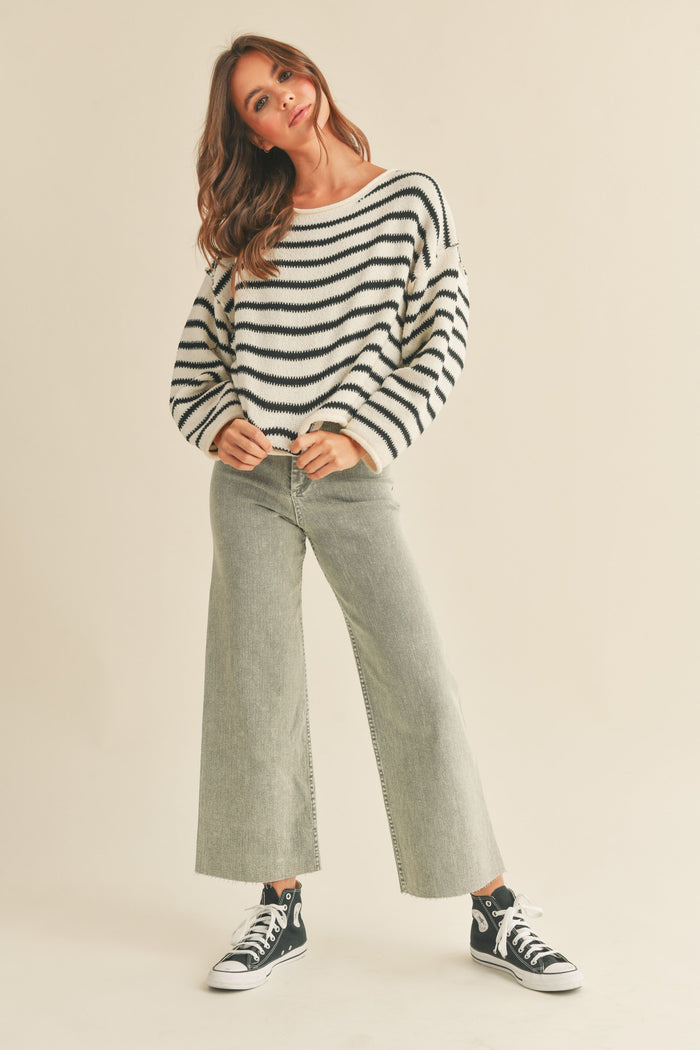 Amara Stripe Sweater-Sweaters-Vixen Collection, Day Spa and Women's Boutique Located in Seattle, Washington