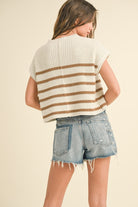 Kenzy Striped Knit Top-Short Sleeves-Vixen Collection, Day Spa and Women's Boutique Located in Seattle, Washington