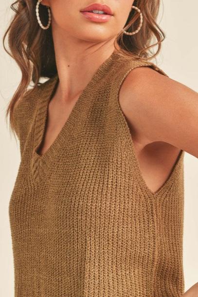 Long Weekend Knitted Vest-Tank Tops-Vixen Collection, Day Spa and Women's Boutique Located in Seattle, Washington