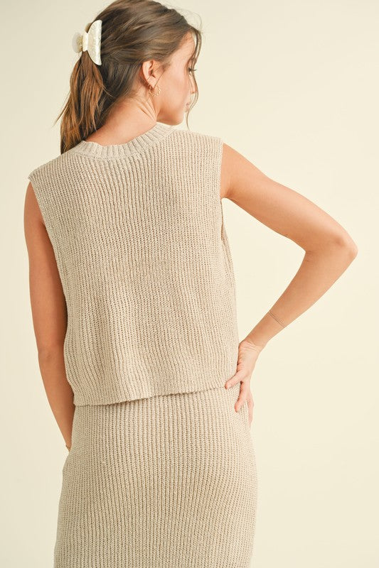 Long Weekend Knitted Vest-Tank Tops-Vixen Collection, Day Spa and Women's Boutique Located in Seattle, Washington