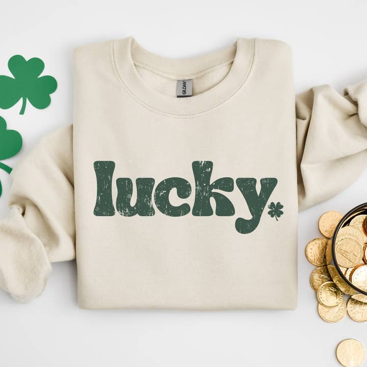 Lucky Crew-Sweatshirts-Vixen Collection, Day Spa and Women's Boutique Located in Seattle, Washington