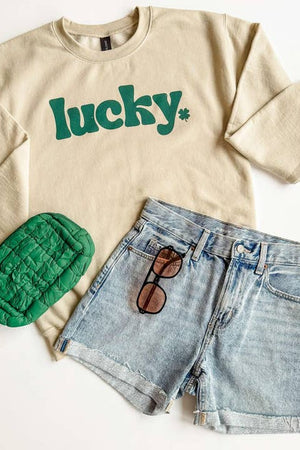 Lucky Crew-Sweatshirts-Vixen Collection, Day Spa and Women's Boutique Located in Seattle, Washington