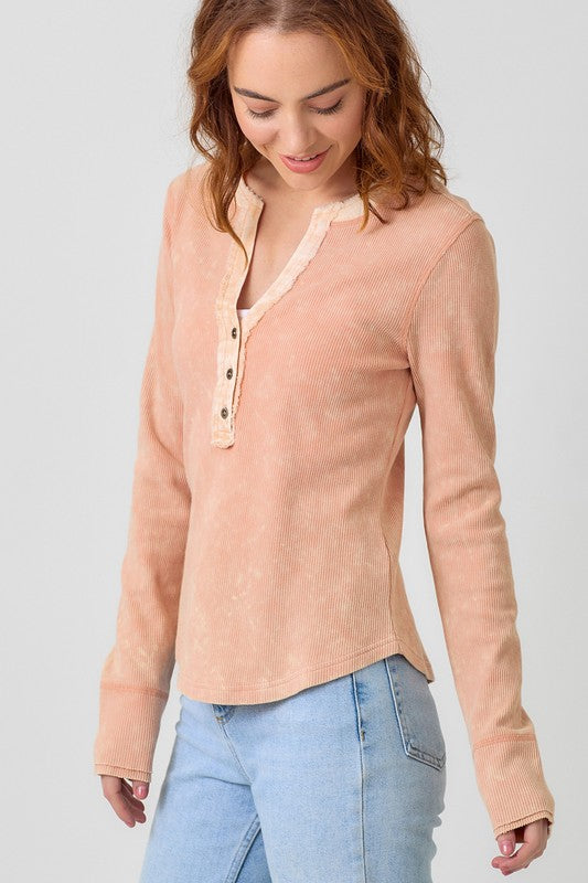 Brynn Thermal Henley Top-Long Sleeves-Vixen Collection, Day Spa and Women's Boutique Located in Seattle, Washington