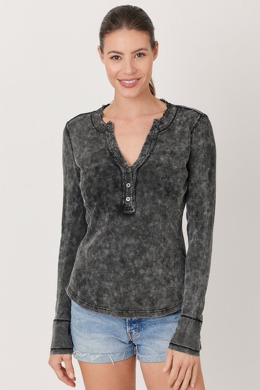 Brynn Thermal Henley Top-Long Sleeves-Vixen Collection, Day Spa and Women's Boutique Located in Seattle, Washington