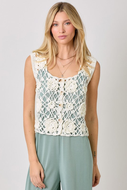 Elara Crochet Tank-Sweaters-Vixen Collection, Day Spa and Women's Boutique Located in Seattle, Washington