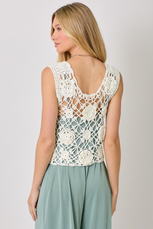 Elara Crochet Tank-Sweaters-Vixen Collection, Day Spa and Women's Boutique Located in Seattle, Washington