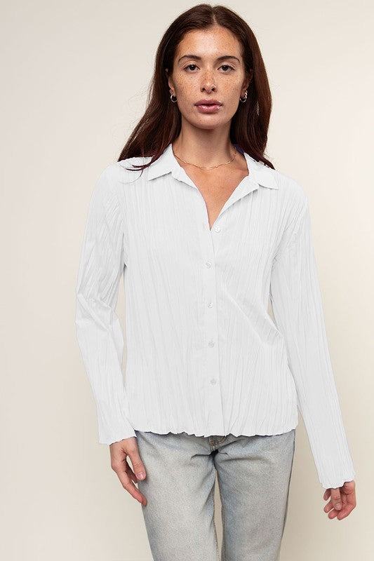 Lauren Crushed Blouse-Long Sleeves-Vixen Collection, Day Spa and Women's Boutique Located in Seattle, Washington
