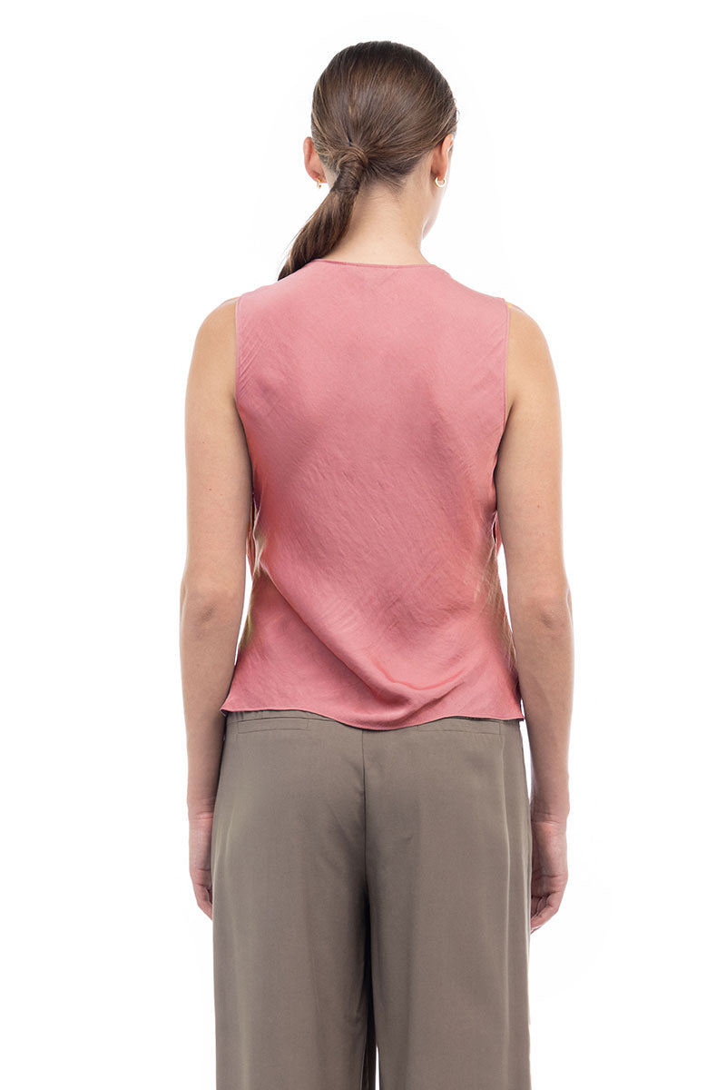 Jillian Drape Neck Satin Tank-Tank Tops-Vixen Collection, Day Spa and Women's Boutique Located in Seattle, Washington
