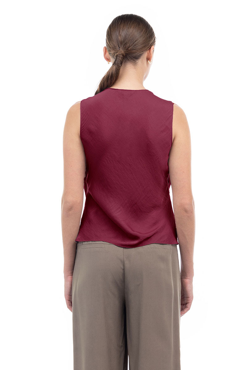 Jillian Drape Neck Satin Tank-Tank Tops-Vixen Collection, Day Spa and Women's Boutique Located in Seattle, Washington