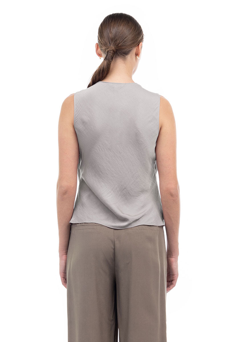 Jillian Drape Neck Satin Tank-Tank Tops-Vixen Collection, Day Spa and Women's Boutique Located in Seattle, Washington