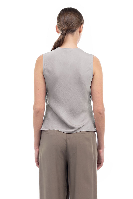 Jillian Drape Neck Satin Tank-Tank Tops-Vixen Collection, Day Spa and Women's Boutique Located in Seattle, Washington