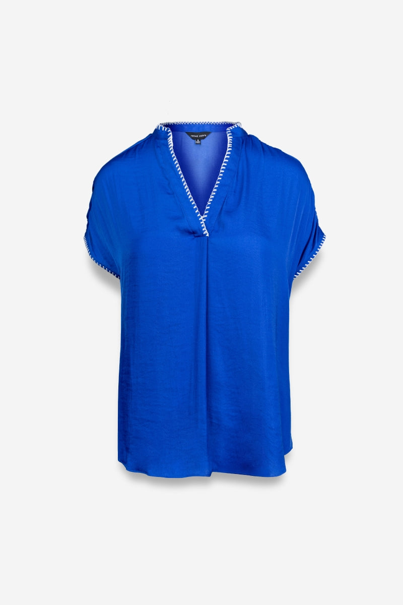 Margaux Stitch Blouse-Short Sleeves-Vixen Collection, Day Spa and Women's Boutique Located in Seattle, Washington