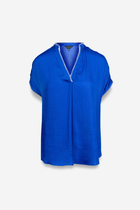 Margaux Stitch Blouse-Short Sleeves-Vixen Collection, Day Spa and Women's Boutique Located in Seattle, Washington