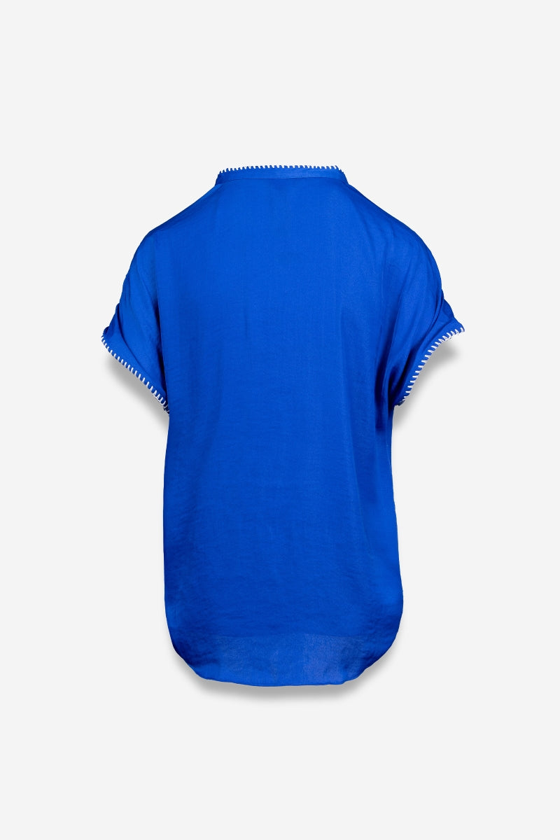 Margaux Stitch Blouse-Short Sleeves-Vixen Collection, Day Spa and Women's Boutique Located in Seattle, Washington