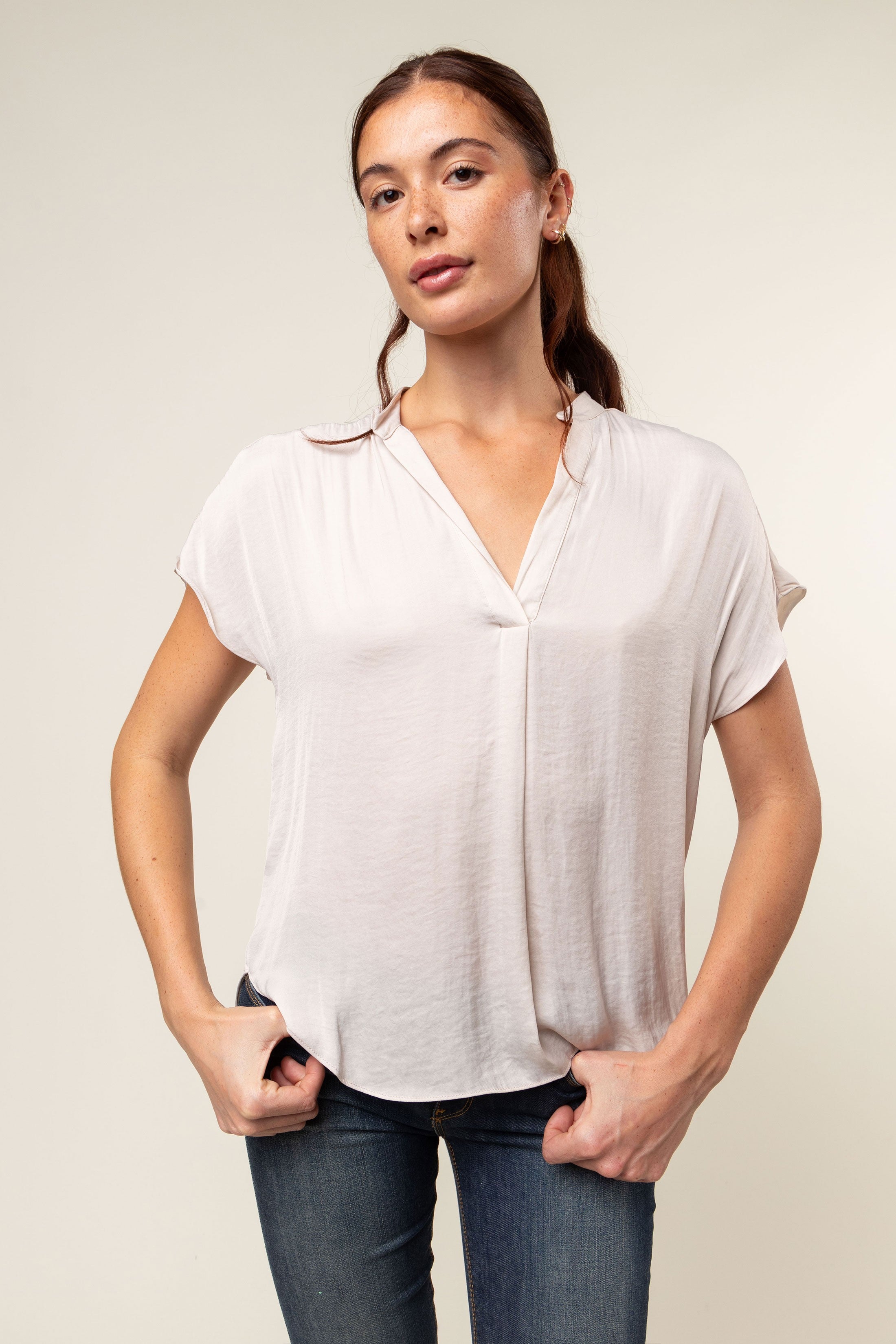 Mindy Top Naturals-Short Sleeves-Vixen Collection, Day Spa and Women's Boutique Located in Seattle, Washington