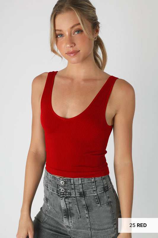 Reversible Ribbed Crop Top-Tank Tops-Vixen Collection, Day Spa and Women's Boutique Located in Seattle, Washington
